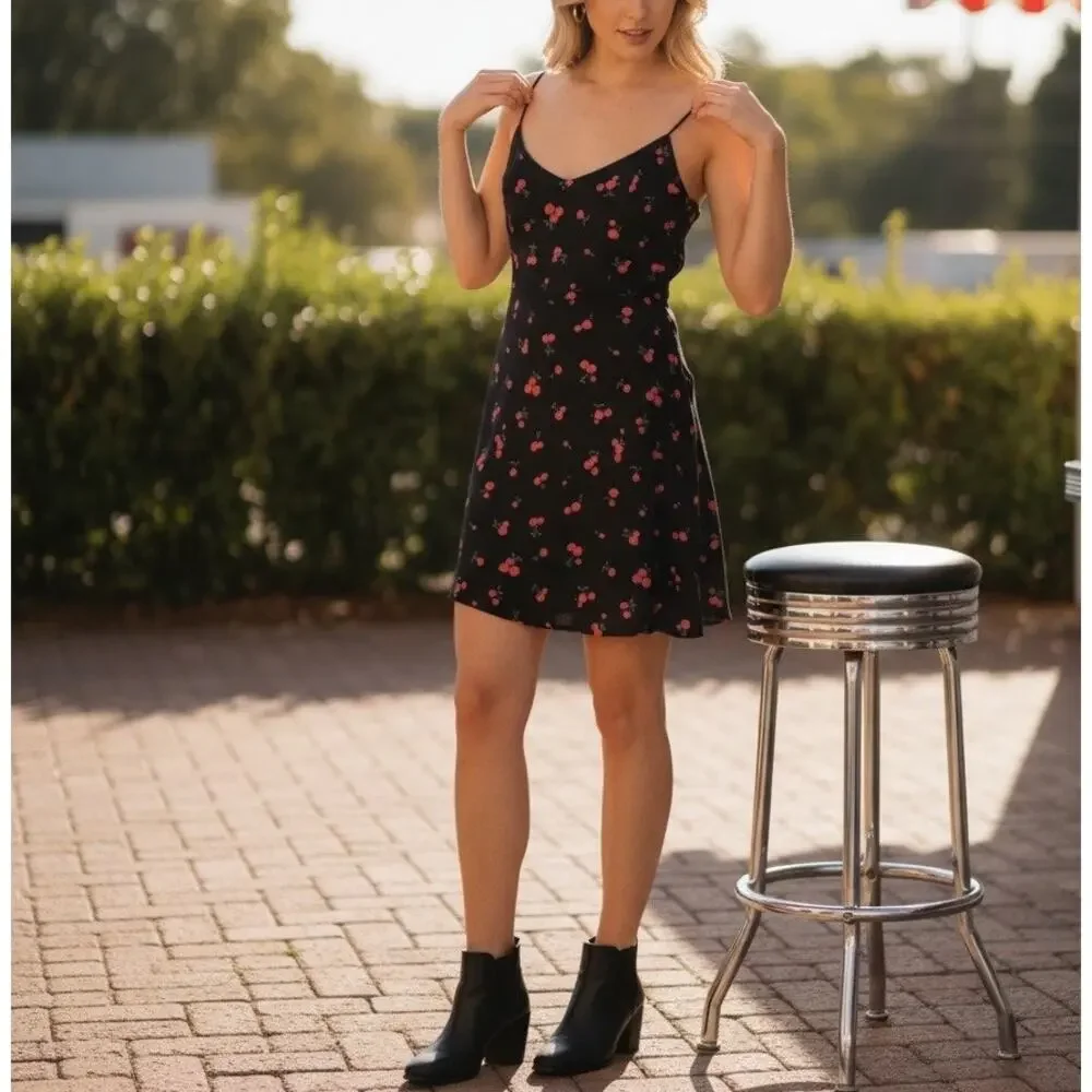 HVN Black Cherry Silk Mini Slip Dress SIZE 12 Grunge Rockabilly Designer $400 - Picture 1 of 12